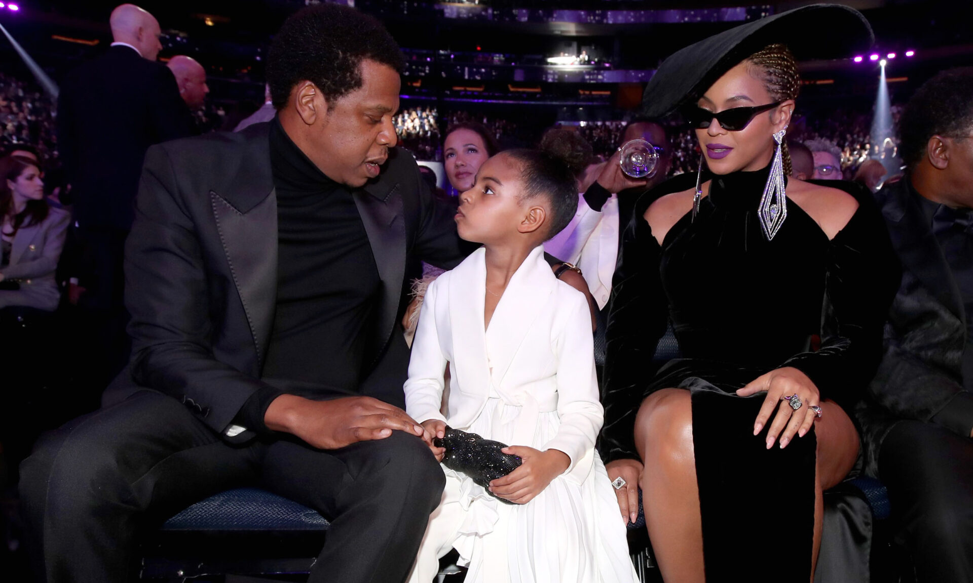 Jay Z, Blue Ivy and Beyonce at the 2018 Grammy Awards. Best Dres